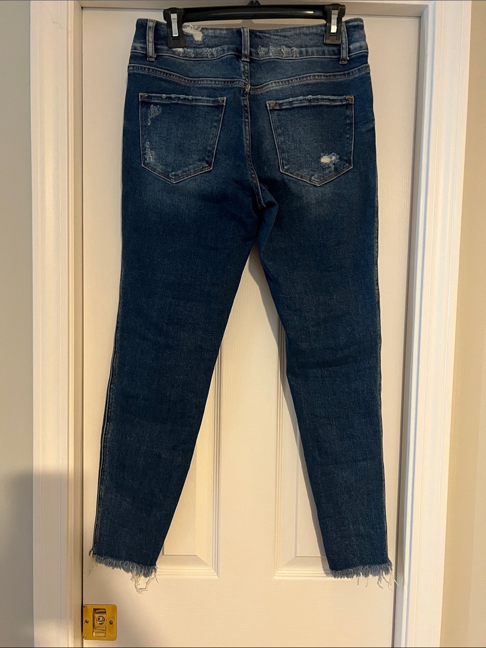 Flying Monkey Mid-Rise Dark Blue Ankle Jeans with Distressed Hem - Picture 2 of 7